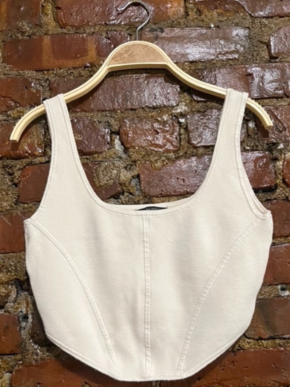 Banana Republic cream knit corset crop top